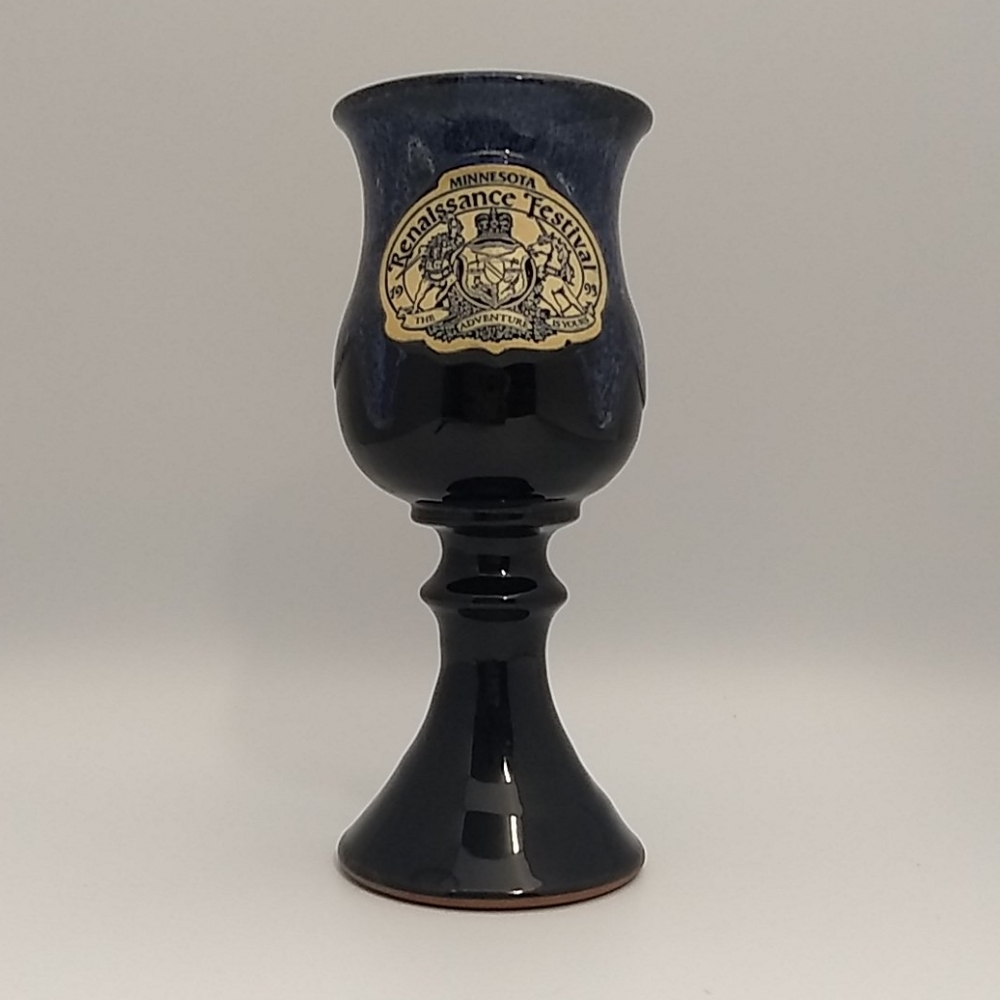 Deneen Pottery 1993 MN Renaissance Blue Goblet 8"
